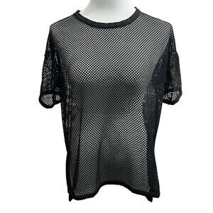 Sweaty Betty Women's Mesh Black Workout Exercise Short Sleeve Top SIZE Small